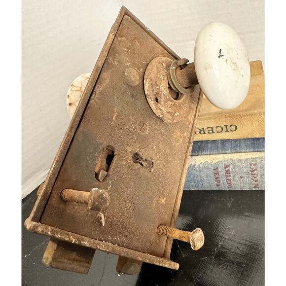 Door Knobs, Antique WHITE Porcelain Door Knob Set (Nice For Restoration Project) - Picture 6 of 7